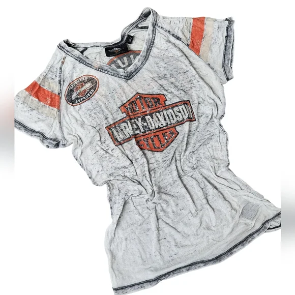 Vintage Harley Davidson Motercycles Gray & Orange Tee - Picture 4 of 9